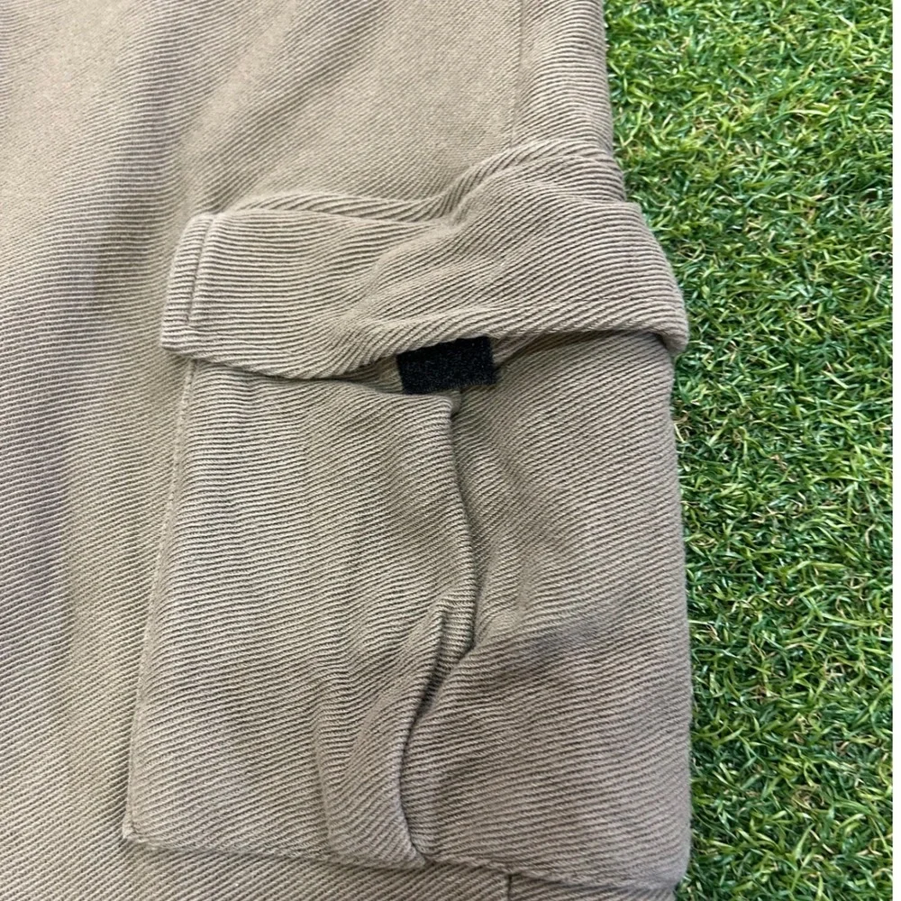 Zara Man Cargo Joggers Olive Taupe Textured Drawstring Pants XL